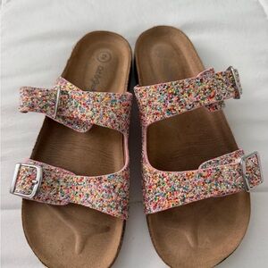 Colorful Speckled Sandals with Buckles